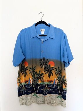 🌅 vintage 2000’s cherokee waikiki wear men’s hawaiian shirt